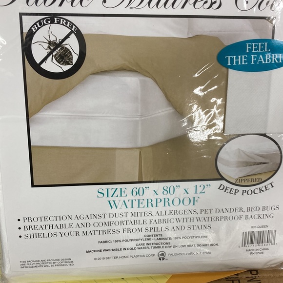 Queen bed bug proof, mattress, cover, fully zippered, fabric cover - Picture 2 of 2